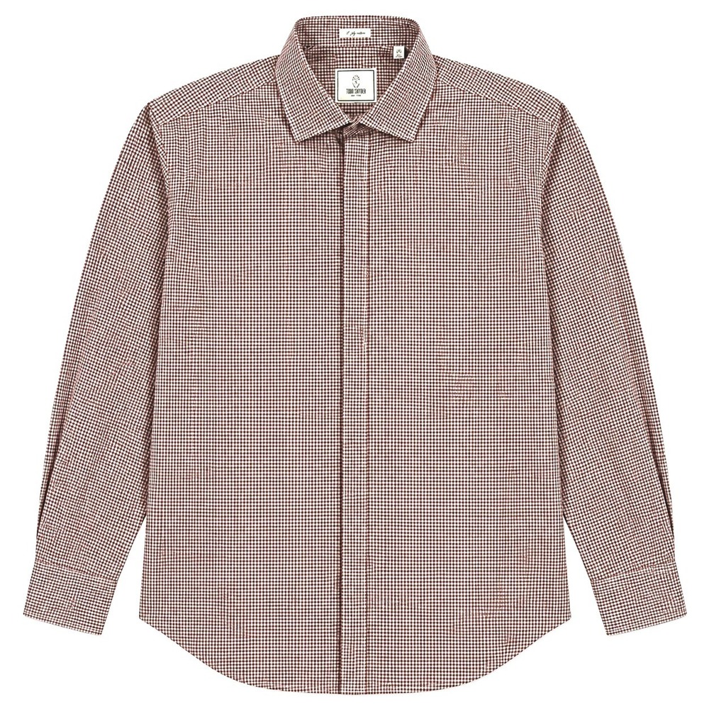 Todd Snyder Men's XL 17.5 36/37 2-Ply Cotton Brown Gingham Dress Shirt